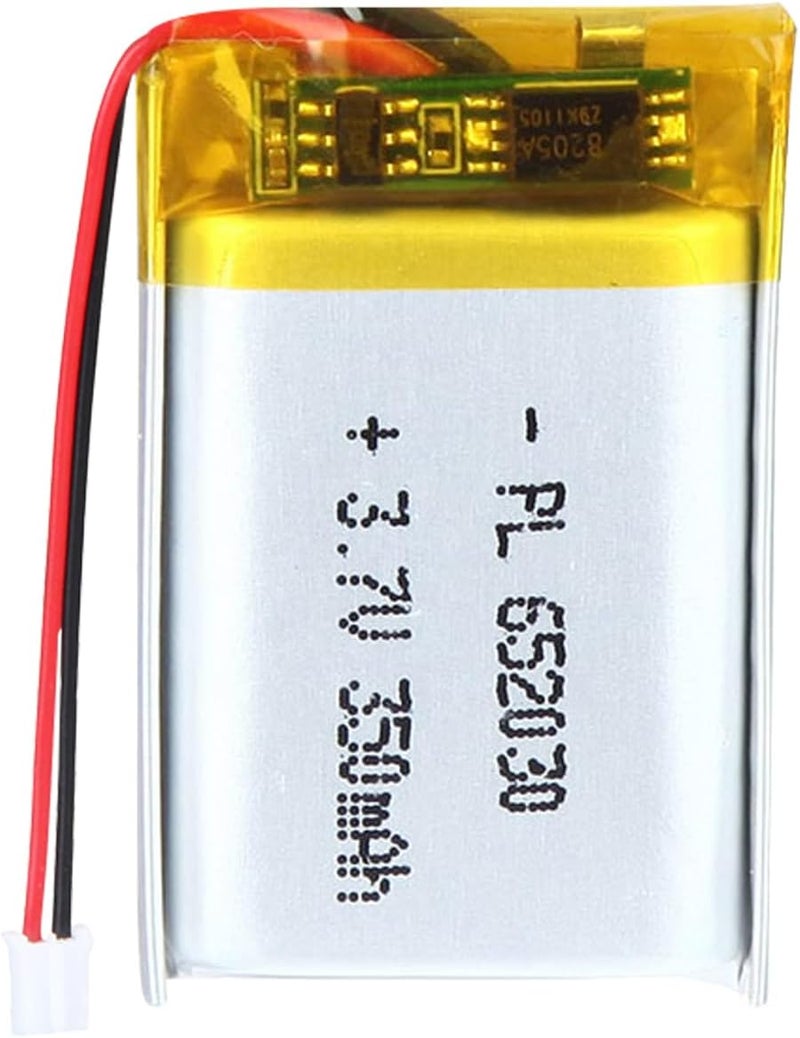 QIMAOO 652030 3.7V Lipo Battery 350mAh 652030 Rechargeable Lithium Polymer Battery Pack with JST PH2.0mm Connector for Electronic Device - Image 1